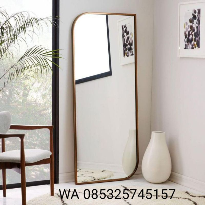 Cermin badan standing mirror list kayu