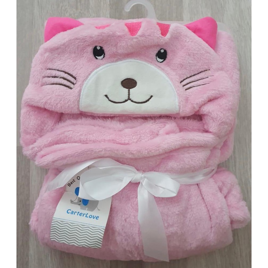 Selimut Bayi Topi Boneka / Selimut Bayi Karakter Fleece-Tiger Pink