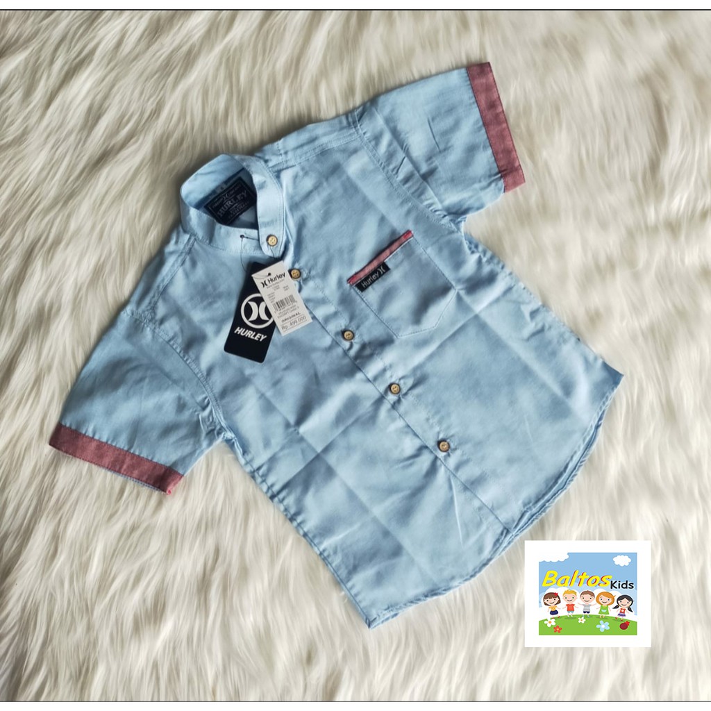 BALTOSKIDS KEMEJA POLOS ANAK LENGAN PENDEK SIZE 1-5 TAHUN KATUN OXFORD-3