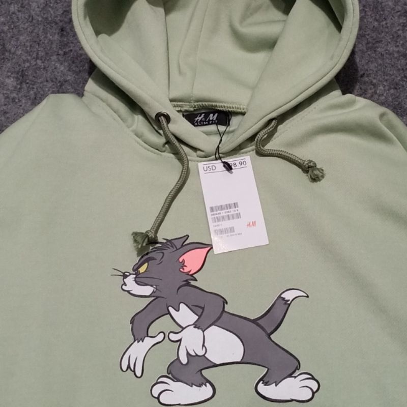 JAKET SWEATER HOODIE H.M TOM &amp; JERRY PULL TAG WASH + LEBEL