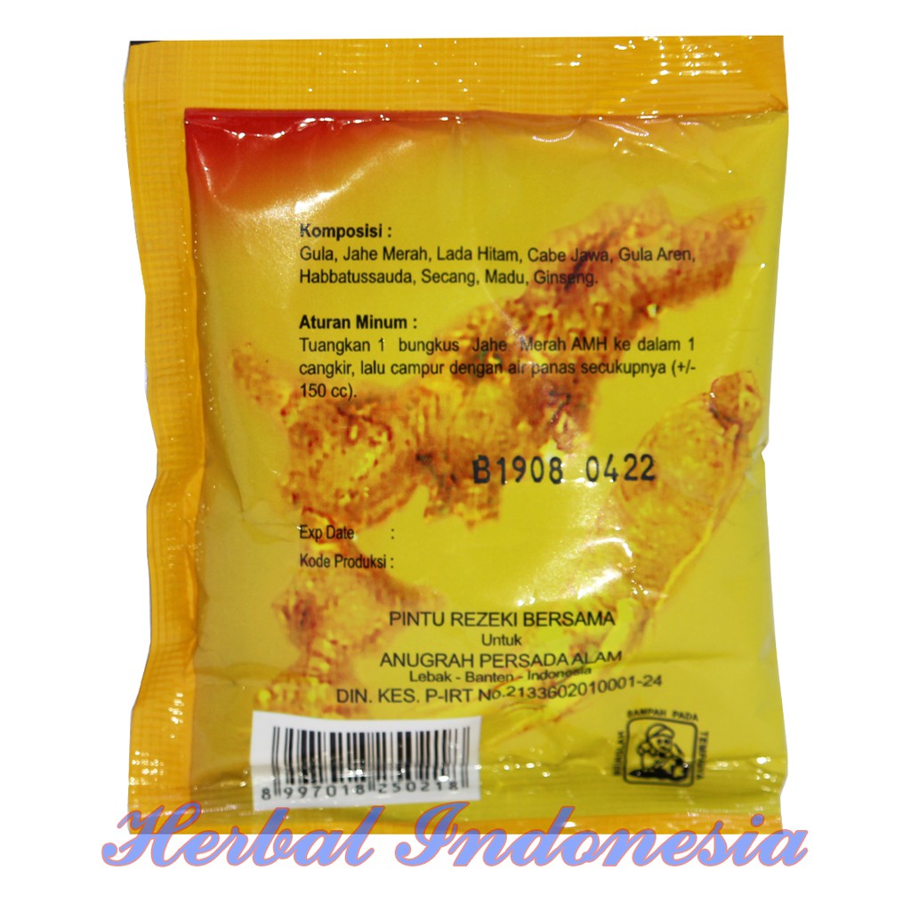 

Jahe Merah Instan AMH Amanah Super (Habbatussauda, ginseng dan madu)