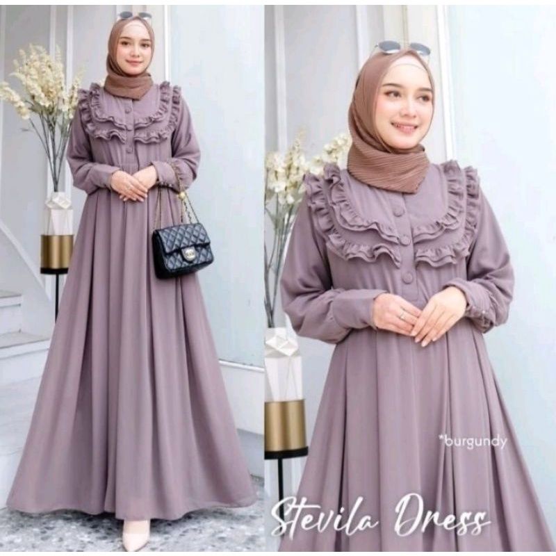 Gamis Ceruty Ruffle LUNA DRESS STEVILLA DRESS GAMIS PREMIUM LD 110 Busui