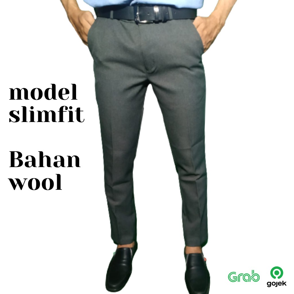 celana formal pria slim fit celana kantor pria slim fit