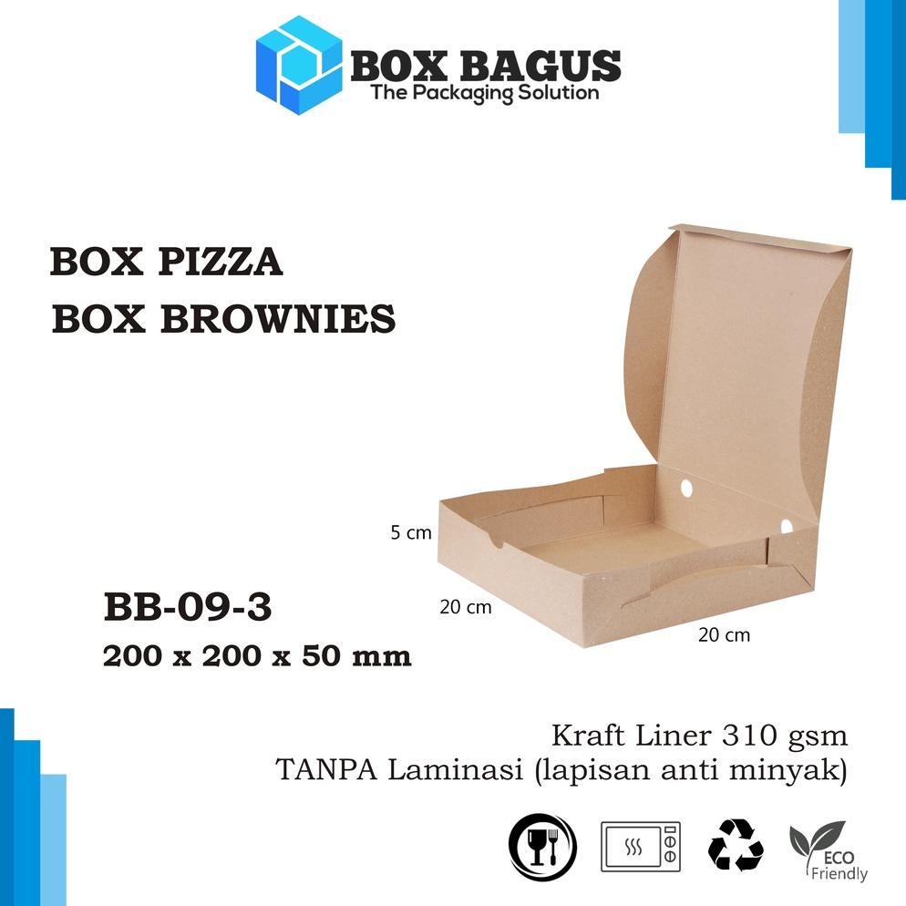 

BOX DUS KARDUS KOTAK PIZZA ROTI KUE BROWNIES 20x20x5 cm KRAFT 310 gsm
