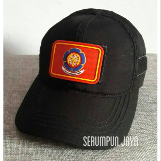 TOPI DAMKAR LAPANGAN - TOPI VELCRO HITAM DAMKAR + PATCH