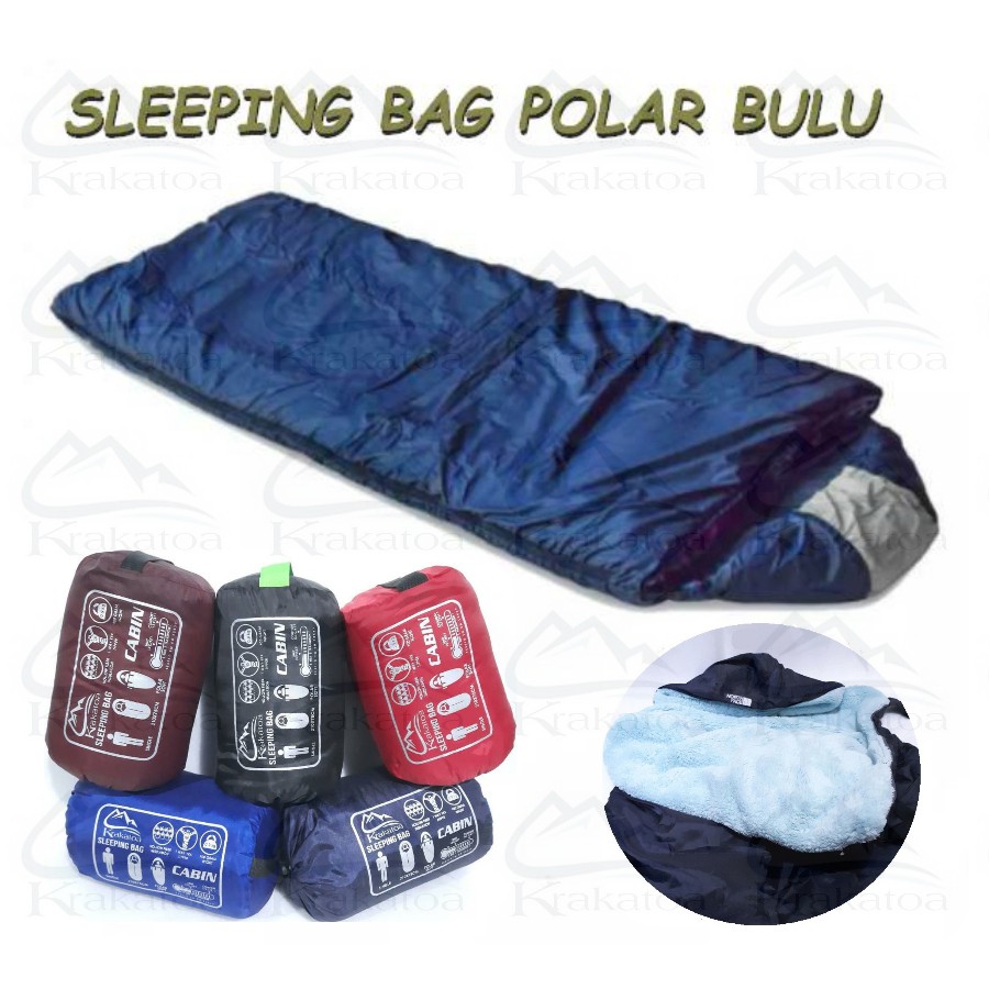 Sleeping Bag Polar Bulu` Kantong Tidur Tebal` SleepingBag Outdoor Kemah Camping SBBC