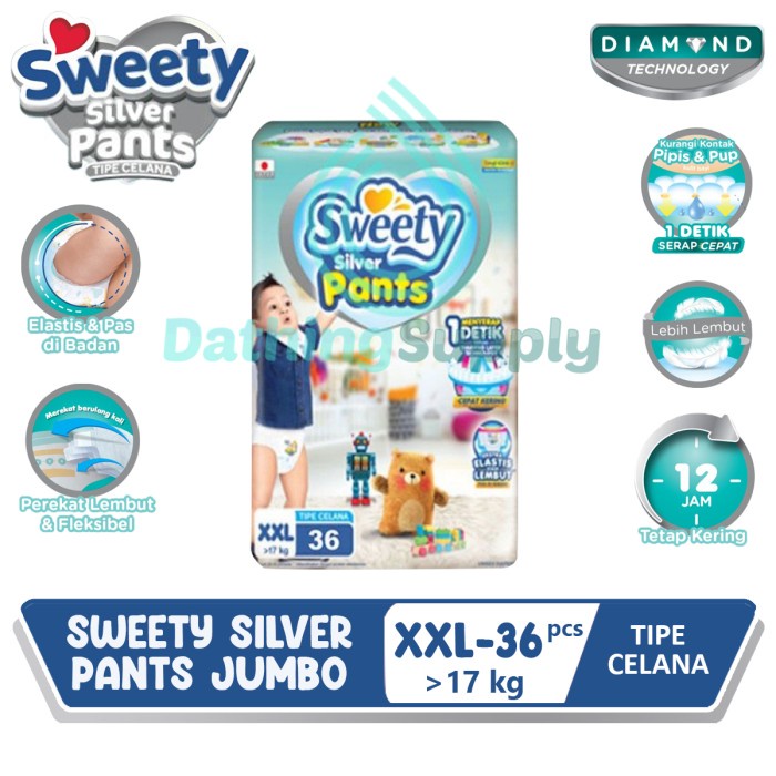 Sweety Silver Pants Tipe Celana XXL36 / XXL 36 Popok Celana isi 36 Pcs