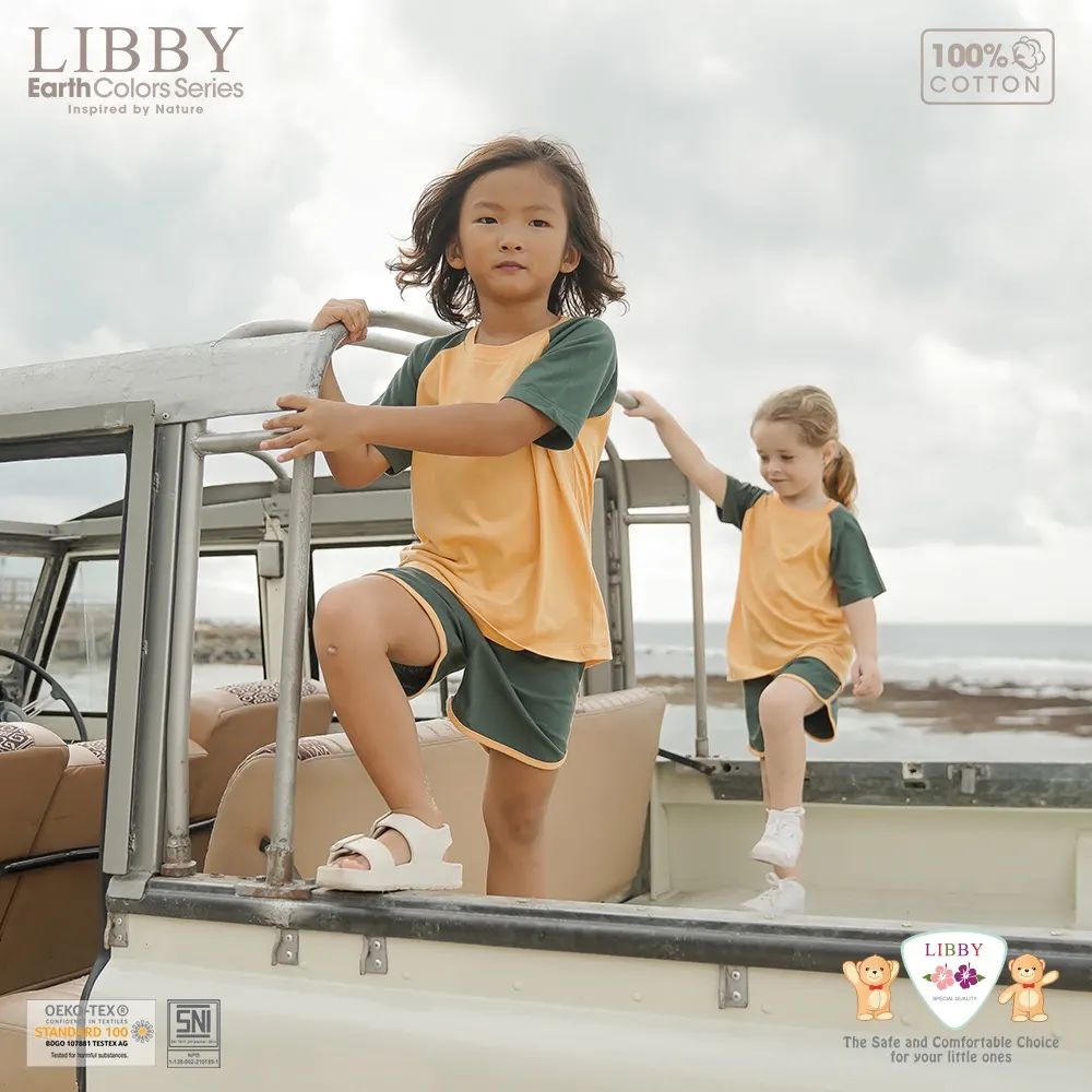 Setelan Libby Baby Terbaru PENDEK REAGAN Earth Colors Series / Setelan Anak Unisex Olahraga Bermain | Bwr