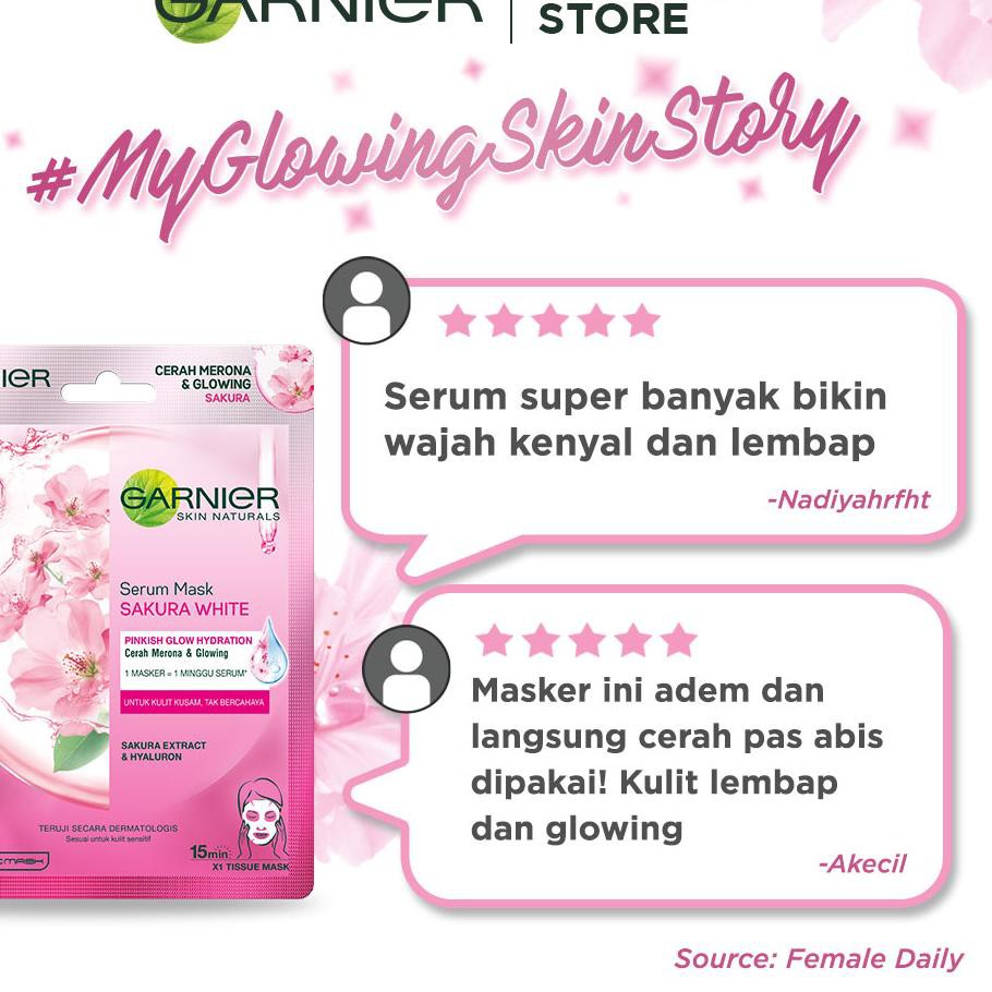 [KODE 30] Garnier Serum Mask Sakura White Skin Care x 5 - Masker Wajah Untuk Kulit Cerah Merona TERL