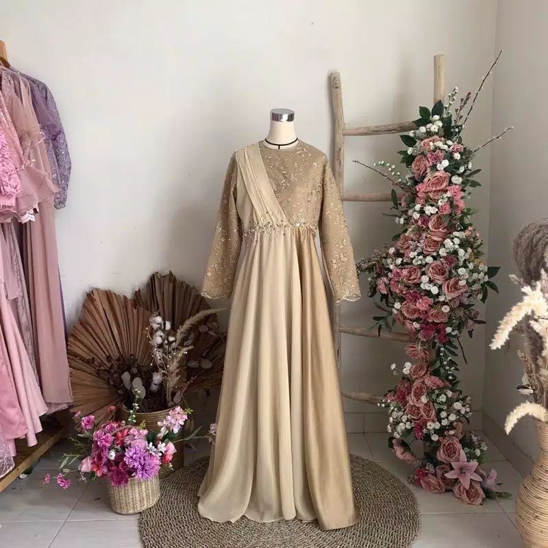 SANIA DRESS // GAUN PESTA - GAMIS - DRESS - BAJU MUSLIMAH - GAUN PESTA BRUKAT - GAUN PESTA BRUKAT TILE - GAUN PESTA BRUKAT MUTIARA - GAUN MUSLIMAH BRUKAT - BAJU PESTA - BAJU PESTA MUSLIMAH - BAJU GAMIS - BAJU GAMIS BRUKAT - GAUN BAHAN ADEM - GAUN MUSLIMAH