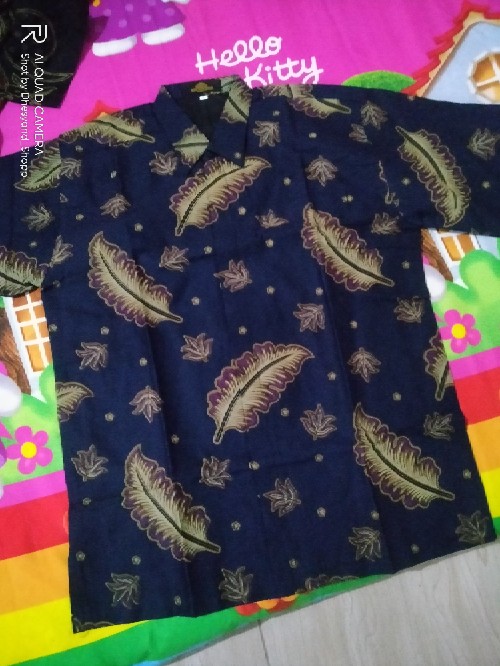 Ulu Kamulyan Navy Kemeja Batik Pria Bahan Batu Raden Lapis Furing