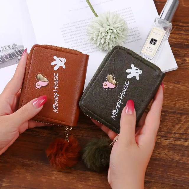 EV - DOMPET WANITA DENGAN MOTIF POM POM LUCU D30 / DOMPET WANITA MURAH