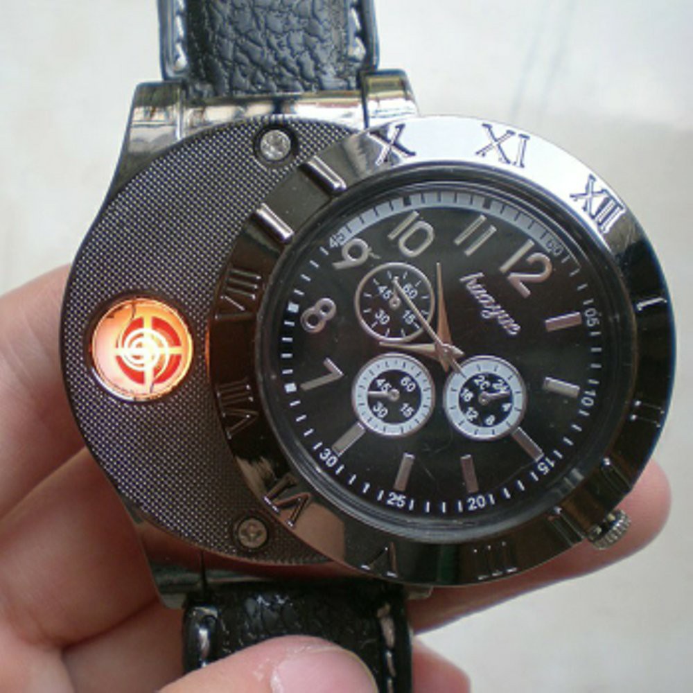 Jam Tangan Korek Lighter Elektrik USB Praktis Rokok Stylish