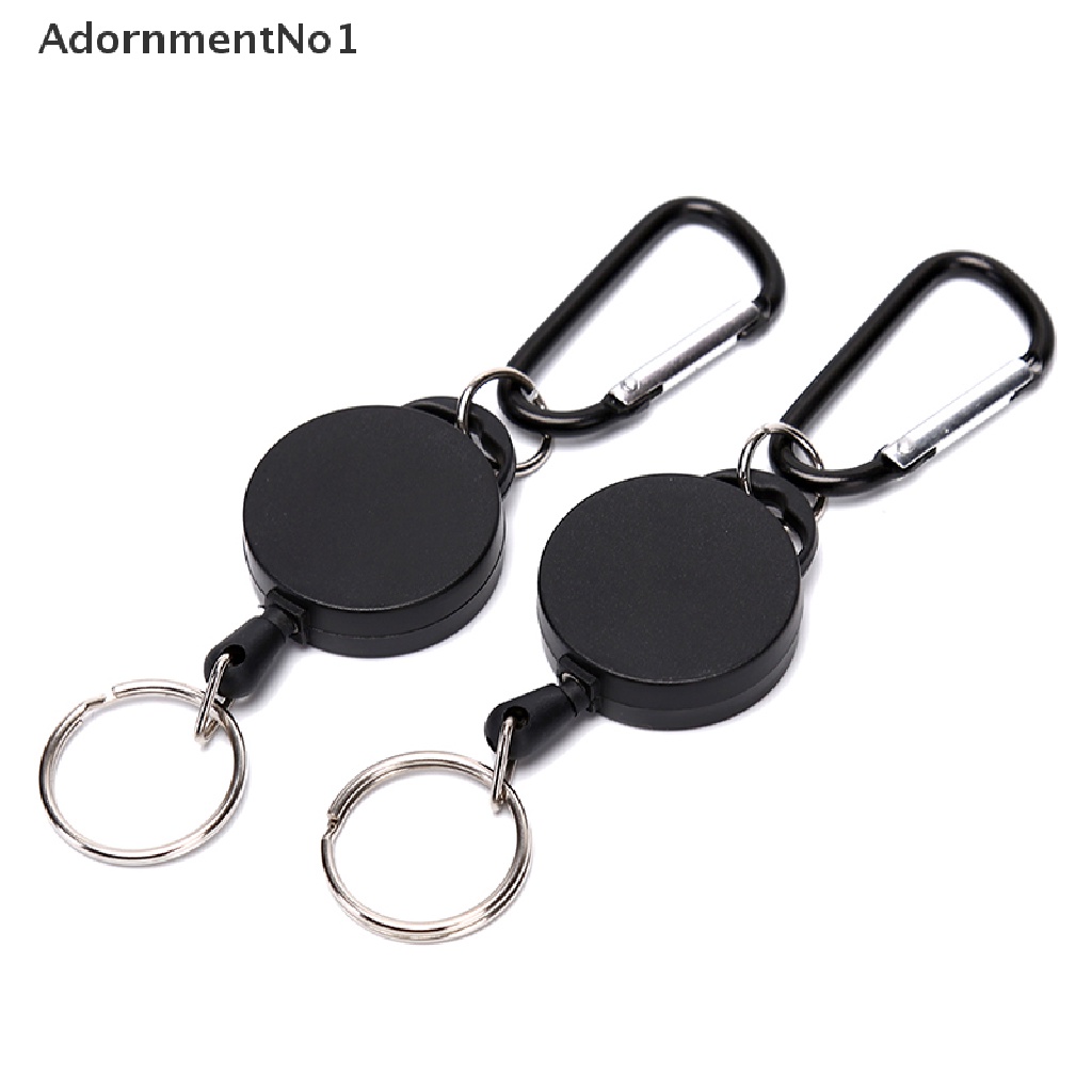 (AdornmentNo1) Gantungan Kunci Dengan Tali Retractable Warna Hitam