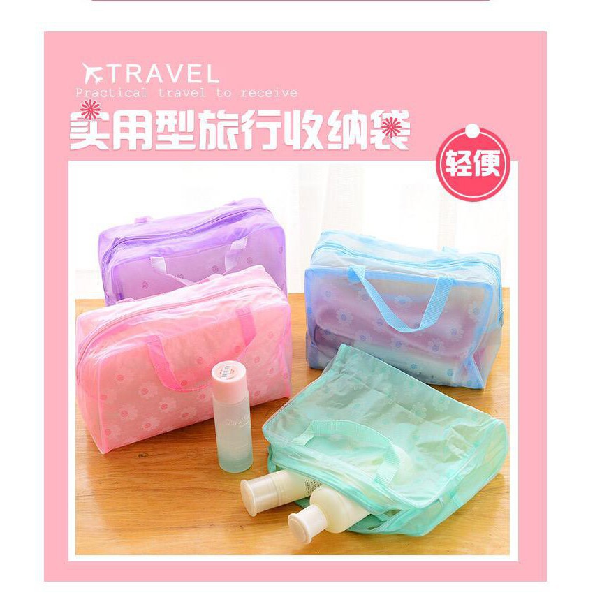 [FaFi] Tas Kosmetik Transparan Pouch Organizer Bag Alat Make Up Import Murah Makassar