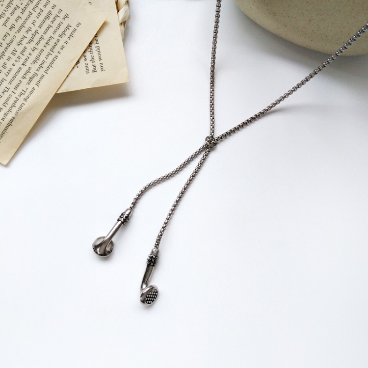 Trendi perhiasan Eropa dan Amerika hipster hip hop kalung kepribadian fashion headset desain liontin