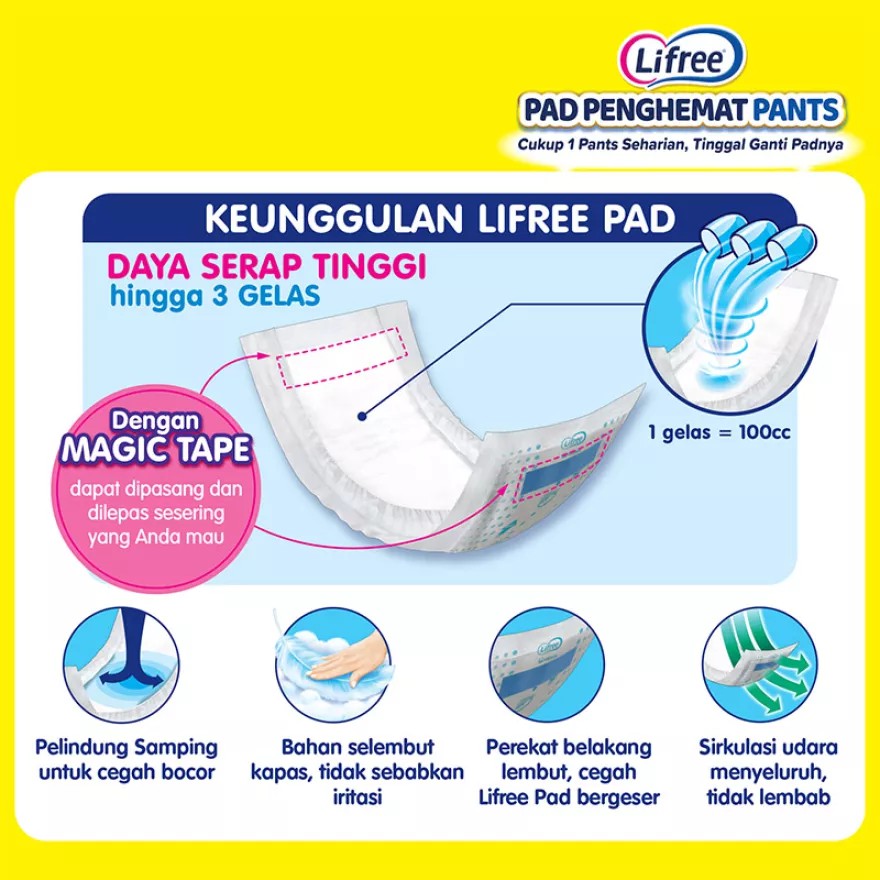 LIFREE PAD Penghemat Popok Perekat 49 cm / Pad Pants 45 cm 15pcs