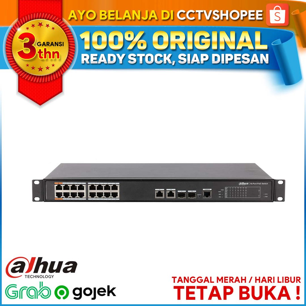 DAHUA PFS4218-16ET-240 DAHUA POE SWITCH HUB 16 PORT ORIGINAL GARANSI 3 TAHUN