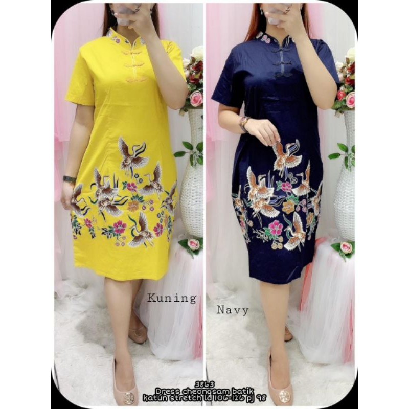 Dress cheongsam batik Katun stretch 3863