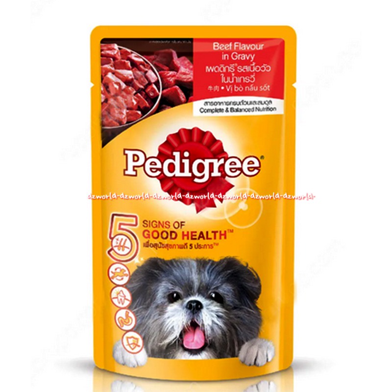 Pedigree 130gr Beef Flavour In Gravy Dog Food Makanan Anjing Basah Doggy Guk Guk Pedigre Sachet