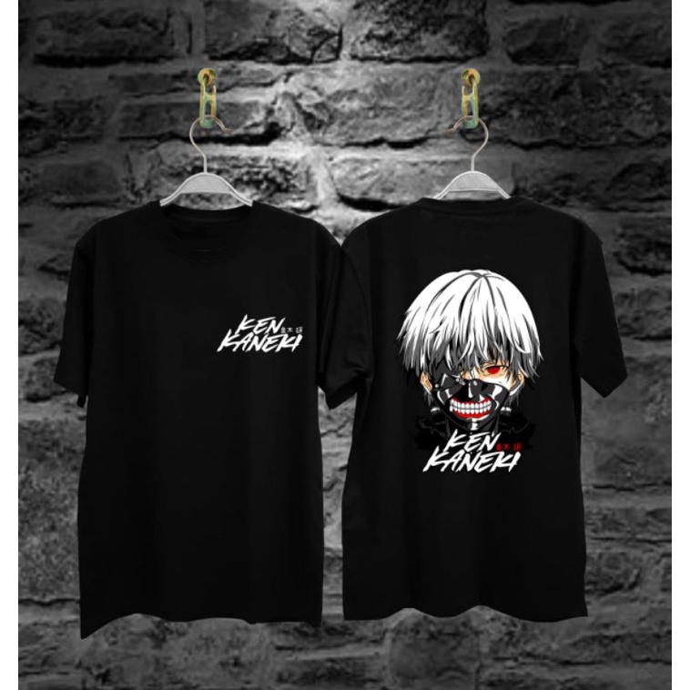 bAJU Kaos Tshirt Pria Ken Kaneki Hitam catton cpmbad 30s Distro Lengan Pendek Motif Sablon Bergambar Keren Baju Kaos Viral Baju kaos anime