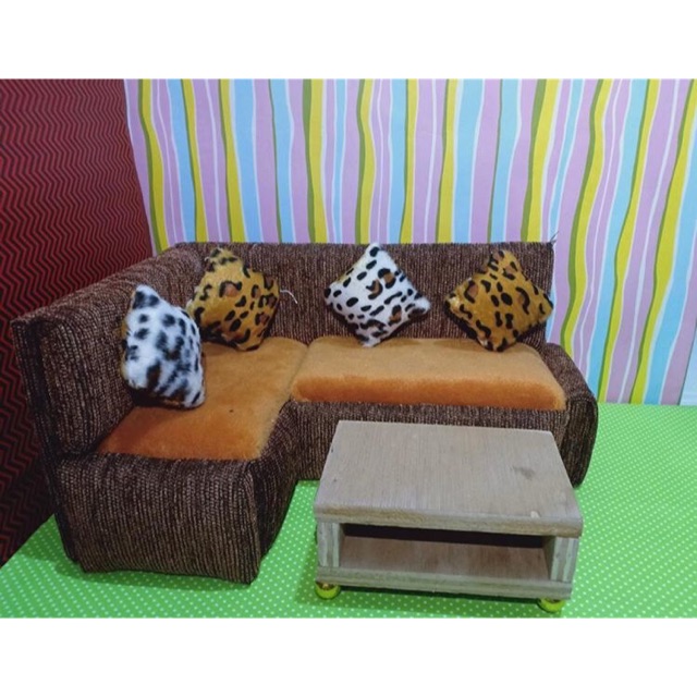 Sofa / kursi boneka barbie 30cm bentuk L
