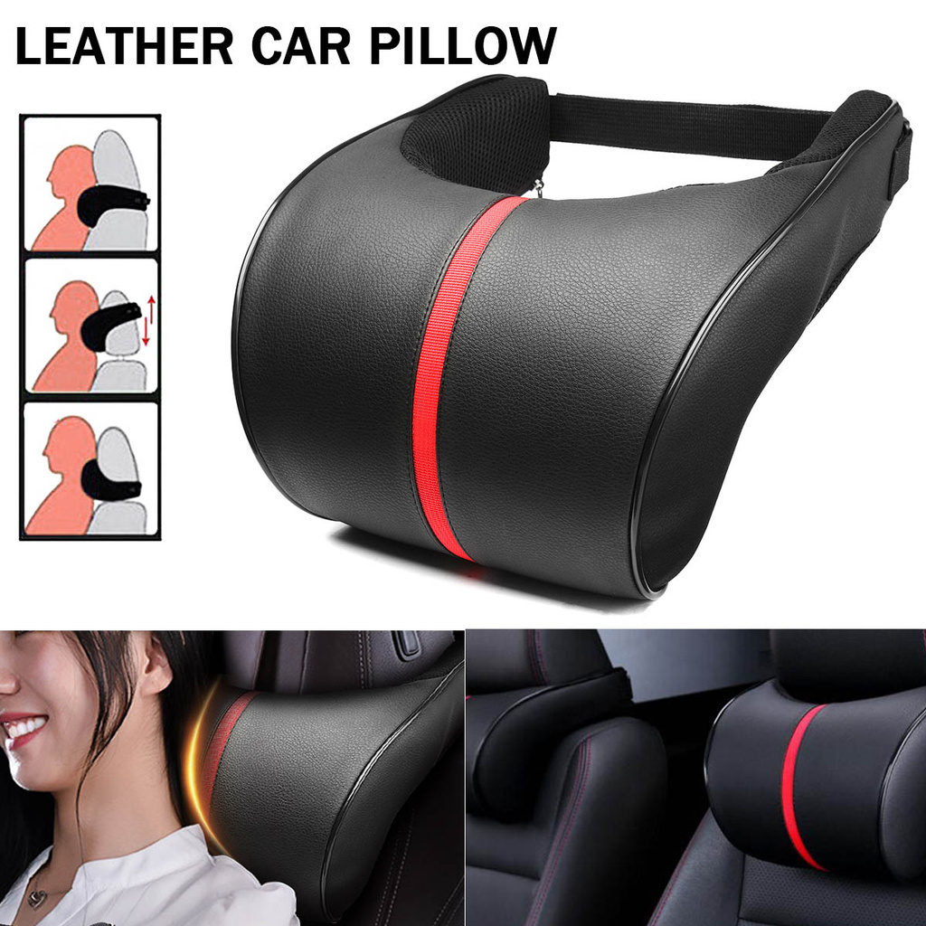 CAR HEAD REST NECK PILLOW/ BANTAL MOBIL LEHER DAN KEPALA DAKRON KULIT