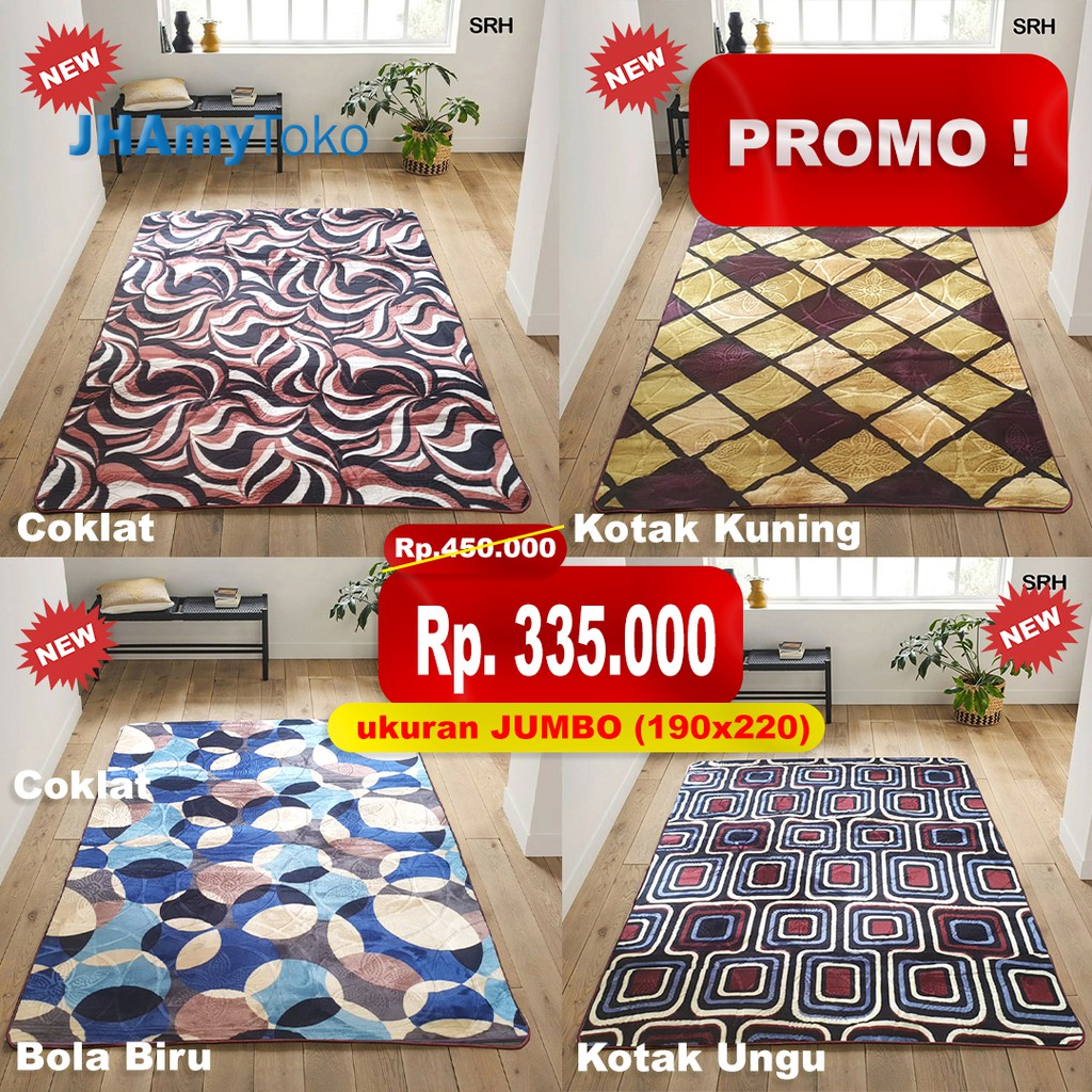 (JAKARTA) KARPET MALAYSIA KARPET MOTIF TEBAL LEMBUT EMPUK 100% ORIGINAL 190X220 CM