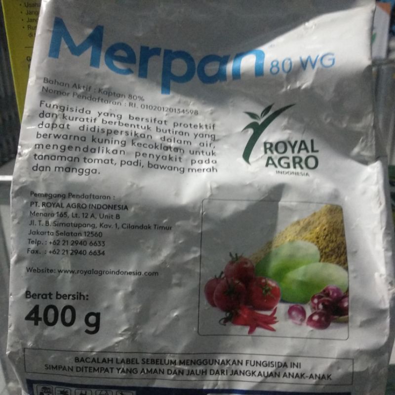 Fungisida sistemik untuk padi tomat dan bawang merah Merpan 80 WG 400gr