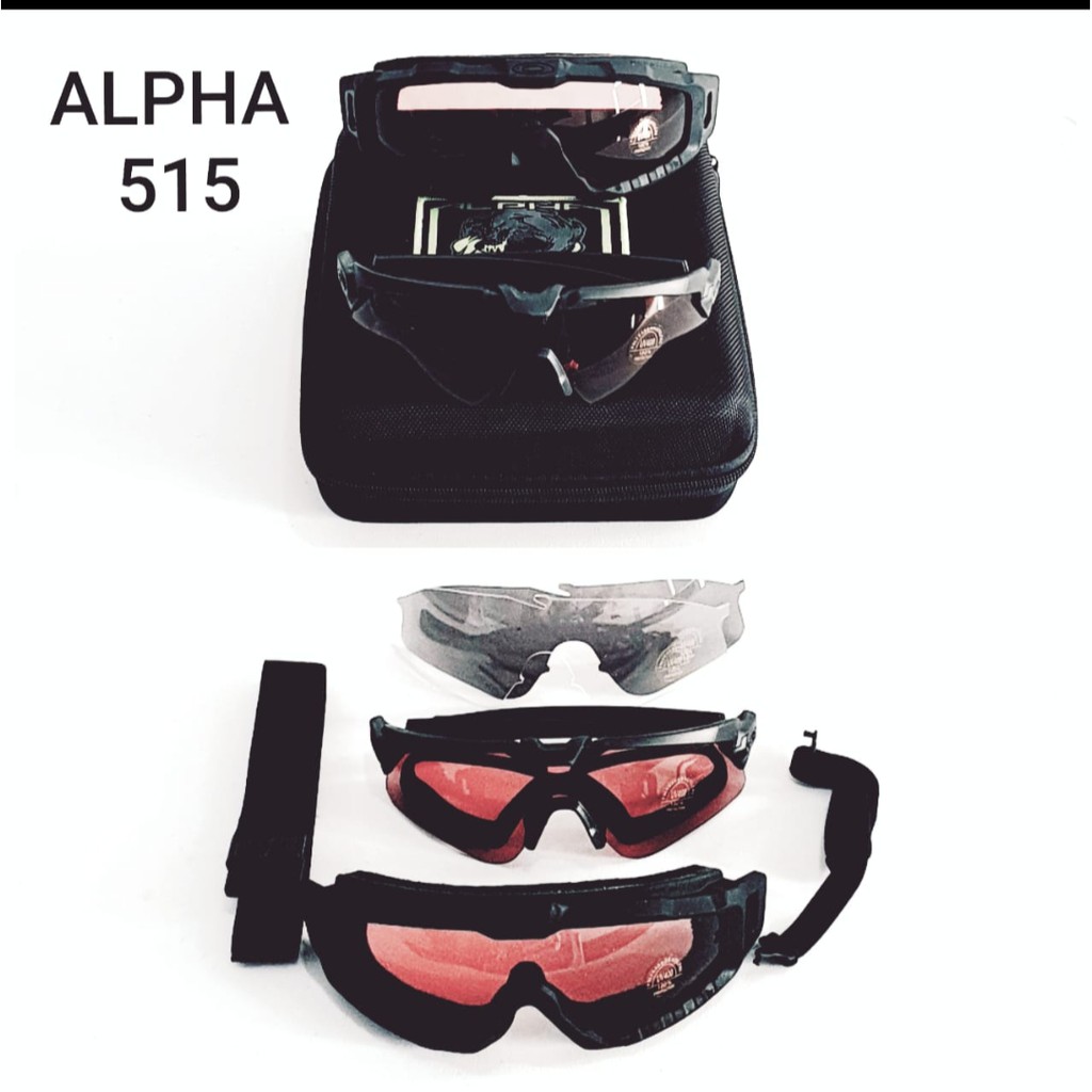 Kacamata Army Safety Google Alpha 2 Lensa Premium