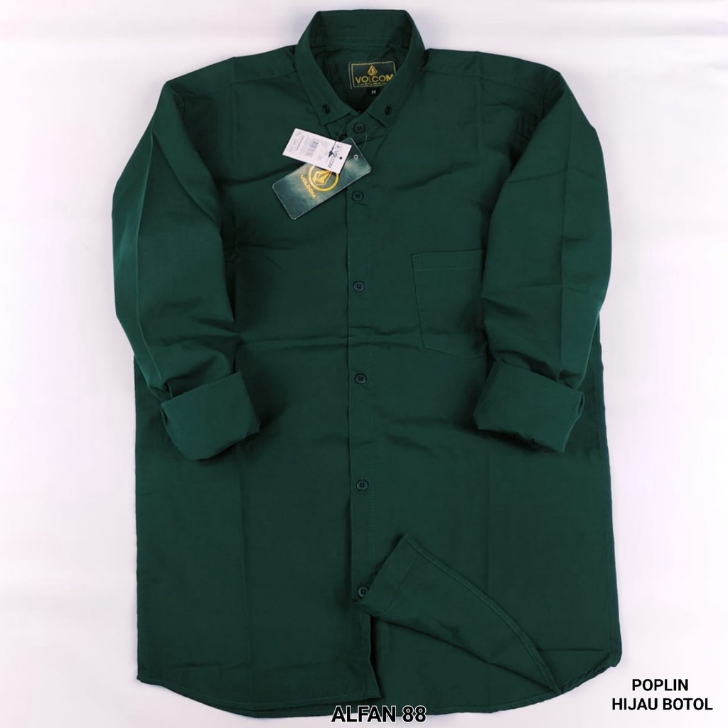 Kemeja Poplin VOLCOM Pria Cowok Polos Lengan Panjang Semi Premium