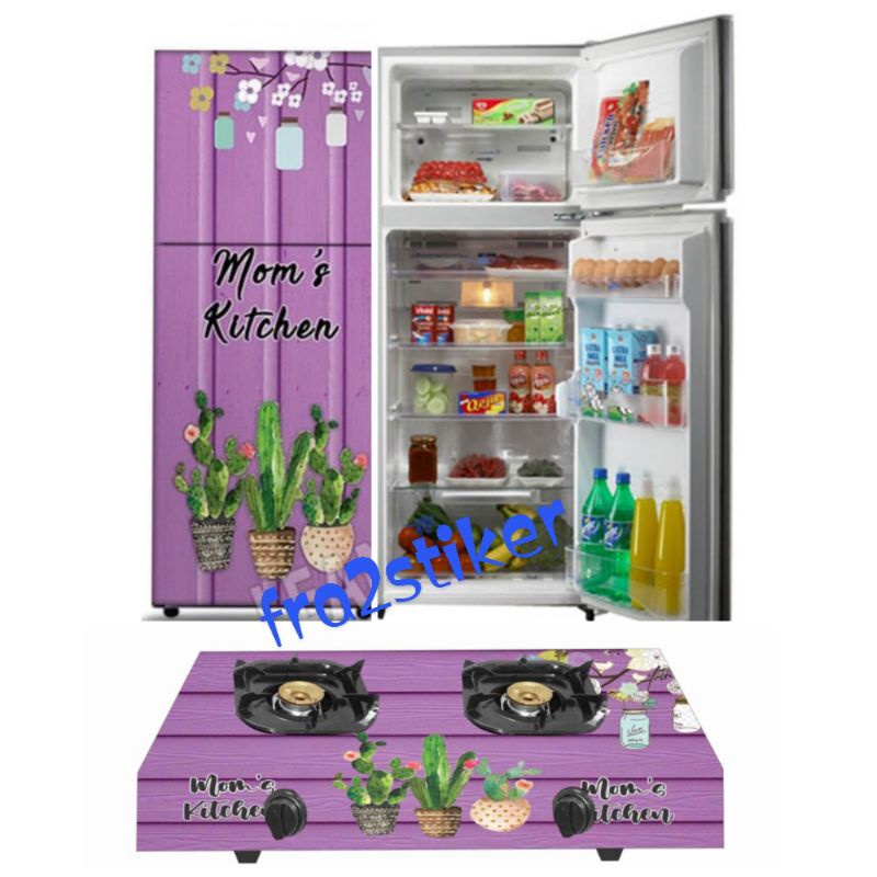 STIKER KULKAS 2 PINTU DAN KOMPOR GAS 2 TUNGKU MOTIF KAKTUS