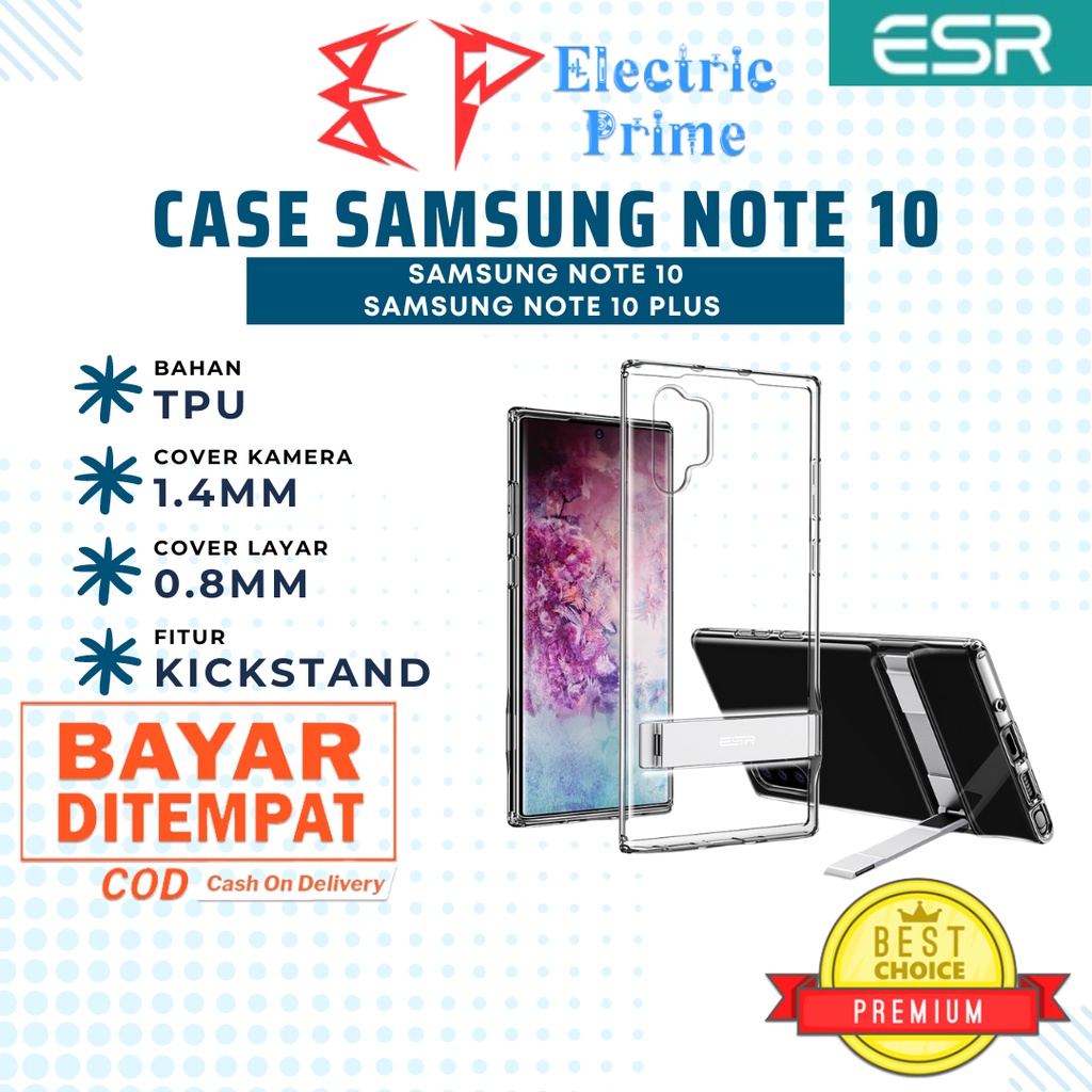 Case Samsung Galaxy Note 10 Plus ESR Casing Transparan TPU Metal Stand Shockproof Cover Holder