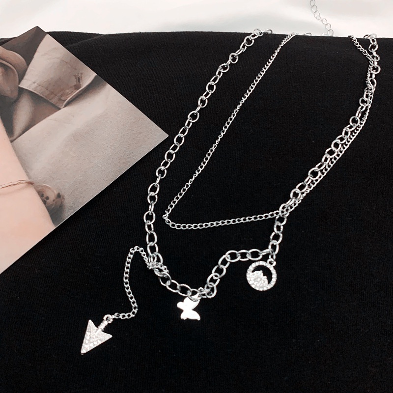 Kalung Model Butterfly Water Drop Double Layer Gaya Hip Hop Korea