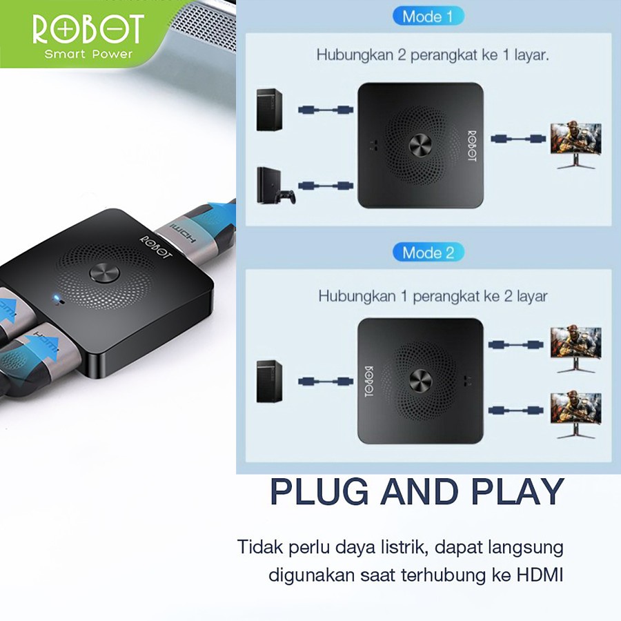 ROBOT HM103 HDMI Switch &amp; Splitter 2in 1out / 1in 2out