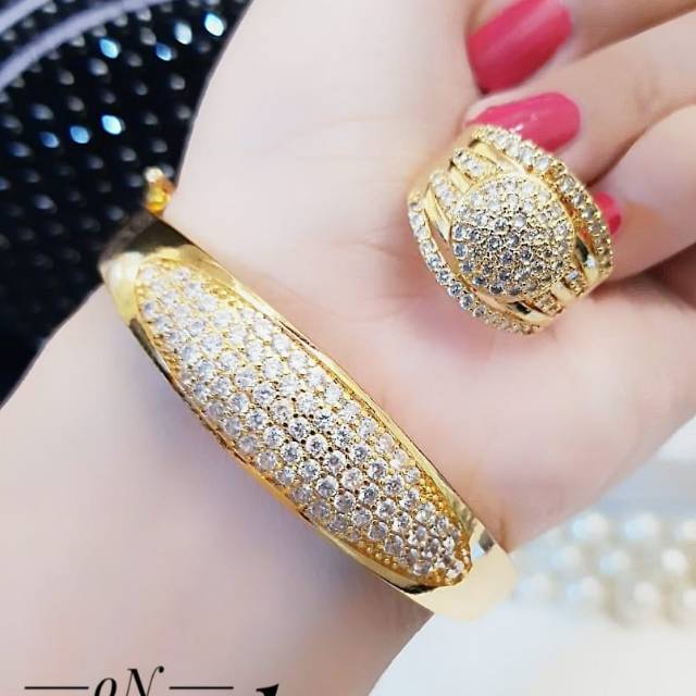 Xuping gelang dan cincin lapis emas 24k 1118k