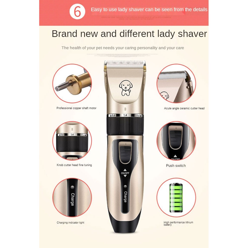 [TOSERBA_EMAK] - Pingfeifei Alat Cukur Elektrik Bulu Hewan Anjing Pet Grooming Rechargeable - K5 - Golden