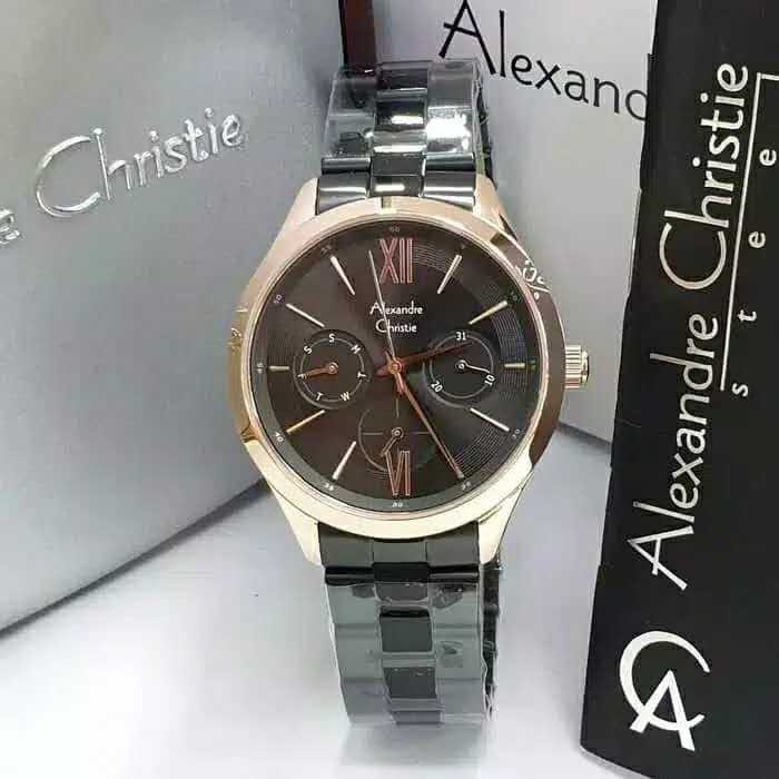 JAM TANGAN WANITA ALEXANDRE CHRISTIE 2796 AC2796 HITAM ROSEGOLD ORIGINAL