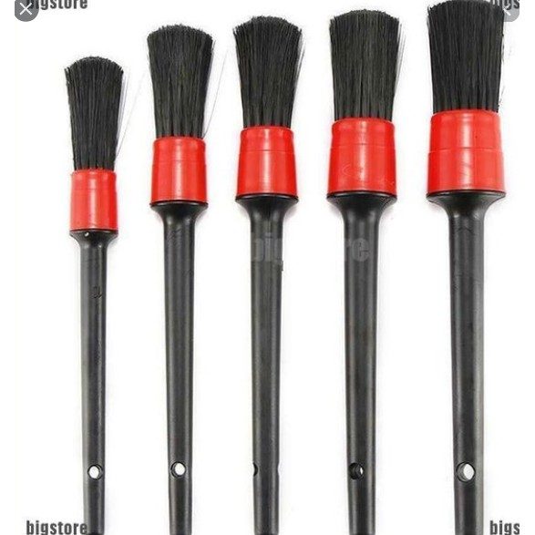 5 PCS KUAS AUTO DETAILING brush sikat poles salon interior eksterior mobil ISI LIMA hitam serbaguna