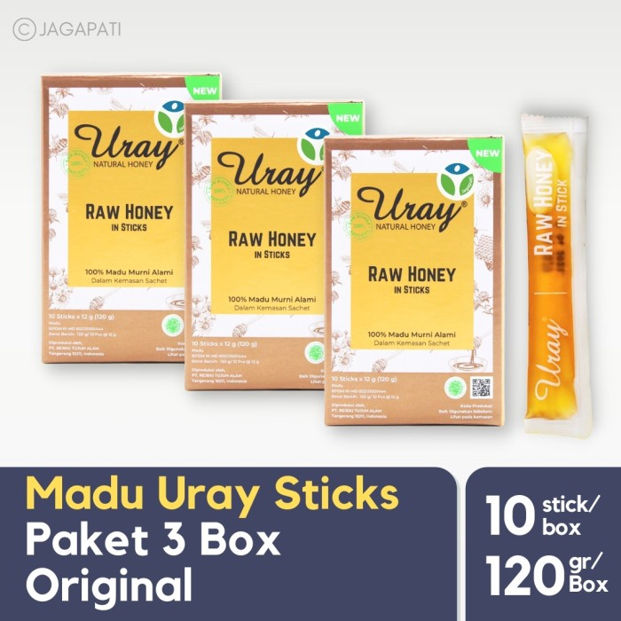 

Paket 3 Box Madu Uray Honey Stick Sachet - Original - Madu Murni