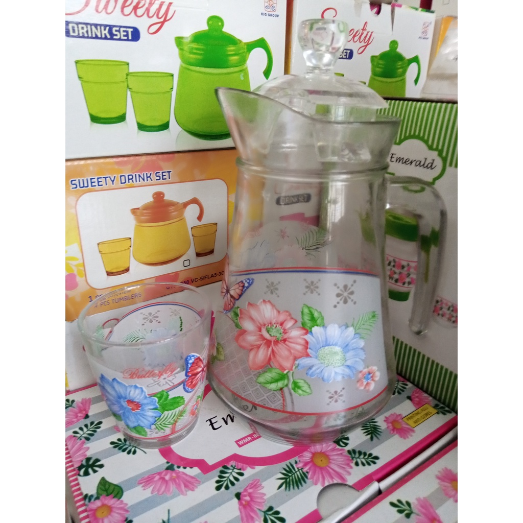 Hampers Unik Souvenir Pitcher Kaca Murah Teko Set Cofee Kado Murah Drink Set Teapot Set Wj 1000C Ala