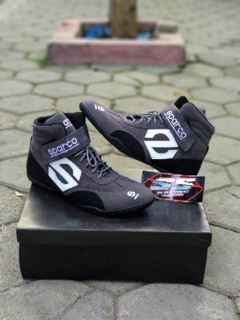 Sepatu drag bike race gokart biker touring casual hitam kulit suede bludru baru murah