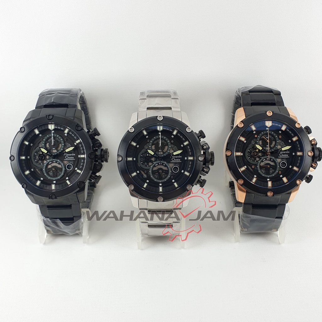 Alexandre Christie AC 6564 MC / Jam Tangan Pria AC6564 Rantai Alexander Cowok Chrono Stainless Ori
