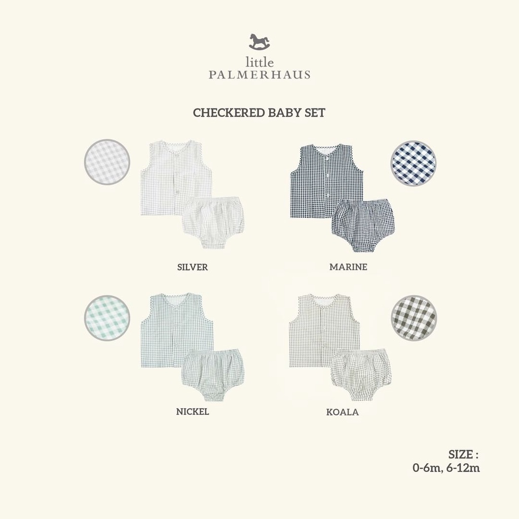 SETELAN BAJU KUTUNG BAYI Little Palmerhaus - Checkered Baby Set (Romper Bayi Unisex)