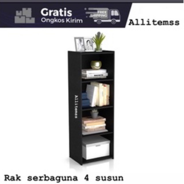 RAK BUKU SERBAGUNA SUSUN 4 KAYU RAK HELM LEMARI /' RAK BUKU MINIMALIS