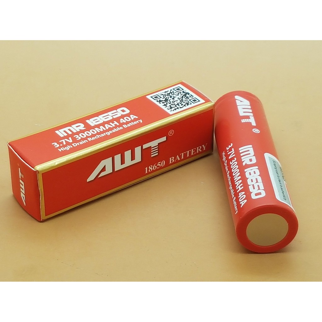 BATERAI AWT 18650 3000MAH 40A 3.7V FLAT TOP