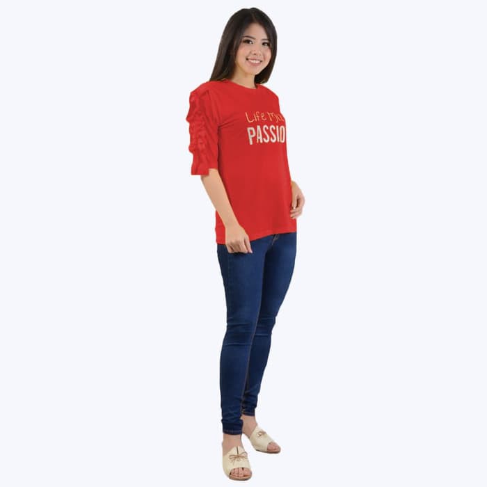 TRENDY  Pakaian atasan ibu wanita blouse set Baju Kaos Tshirt Tangan Pendek Wanita Model Terbaru -