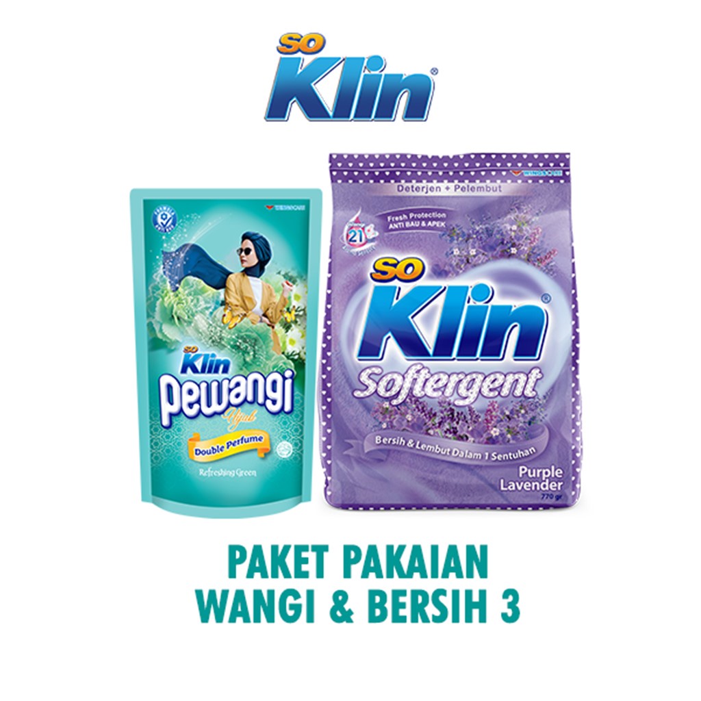So Klin Pewangi Hijau + Soklin Softergent Purple - Paket Pakaian Wangi & Bersih 3
