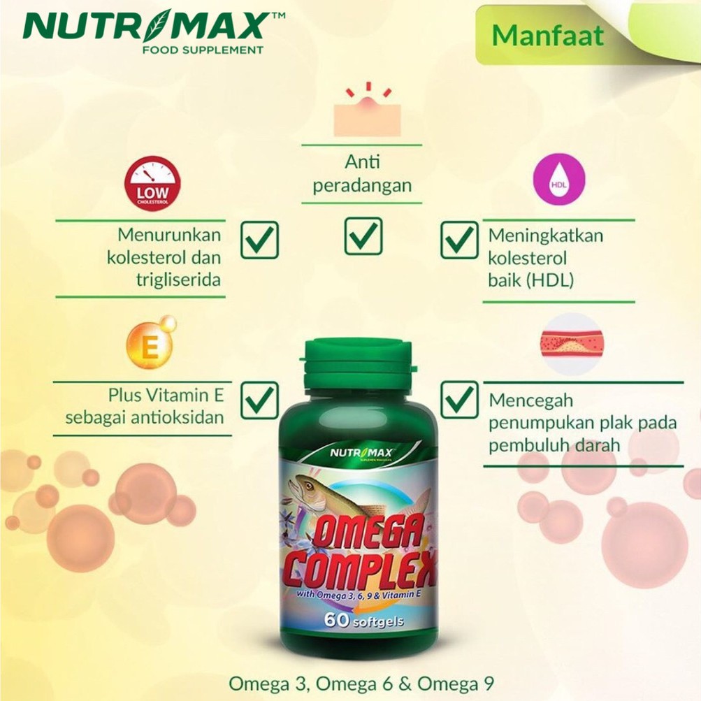 BPOM NUTRIMAX OMEGA COMPLEX WITH OMEGA 3, 6, 9 &amp; VITAMIN E isi 30/ OMEGA 3 / SYE