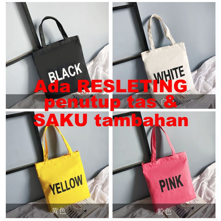 SALE LJY12 Tas Tote Wanita Korea Colour Bag with Zipper Resleting Murah Impor TKM